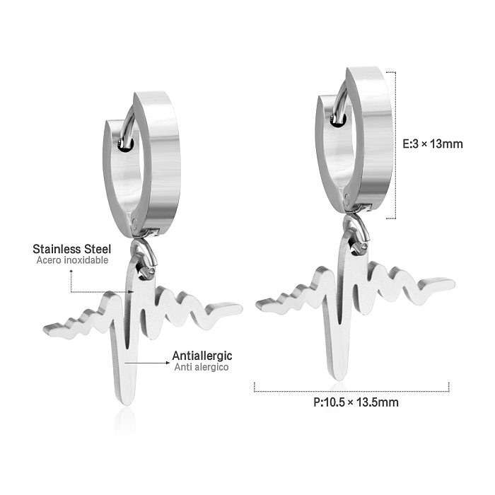 1 Paar lässige einfache Stil-Stern-Herz-Form-Rechteck-Beschichtung-Inlay-Edelstahl-Zirkon-Tropfenohrringe