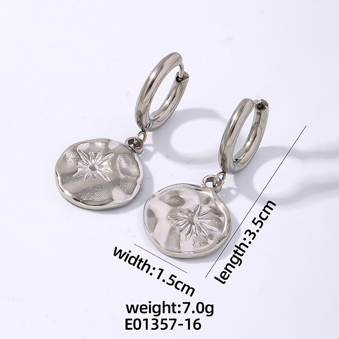 1 Pair IG Style Simple Style Star Heart Shape Polishing Plating Carving Stainless Steel  White Gold Plated Gold Plated Drop Earrings