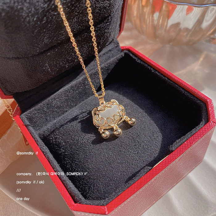 Collar con colgante de diamantes de imitación con incrustaciones de acero inoxidable en forma de corazón redondo a la moda, 1 pieza