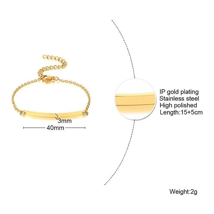 IG Style Simple Style Rechteckige Armbänder aus Edelstahl mit 18-karätiger Vergoldung in großen Mengen