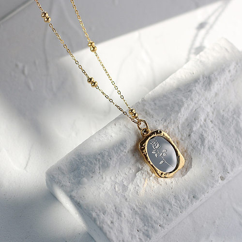 Simple Style Flower Stainless Steel Plating Pendant Necklace
