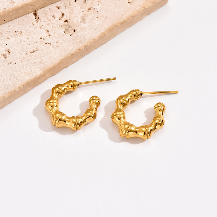 1 Pair Modern Style Simple Style C Shape Plating Stainless Steel  14K Gold Plated Ear Studs