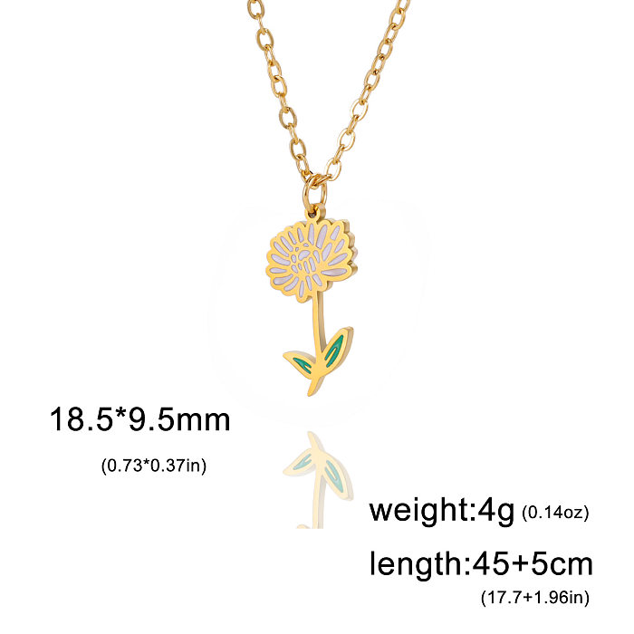 Colar chapeada ouro de aço inoxidável do pendente da flor pastoral 18K no volume