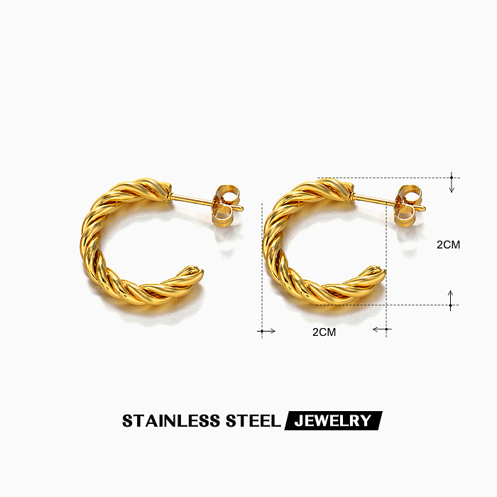 1 Pair Simple Style Twist Plating Stainless Steel  18K Gold Plated Ear Studs