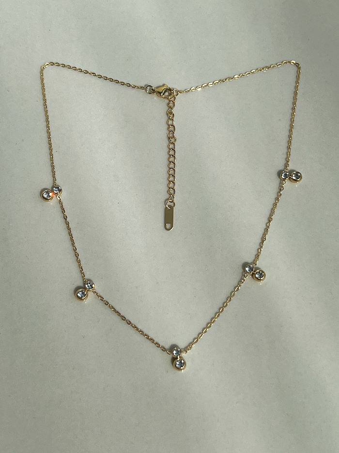 Einfache, einfarbige Zirkon-Halskette aus Edelstahl im Großhandel