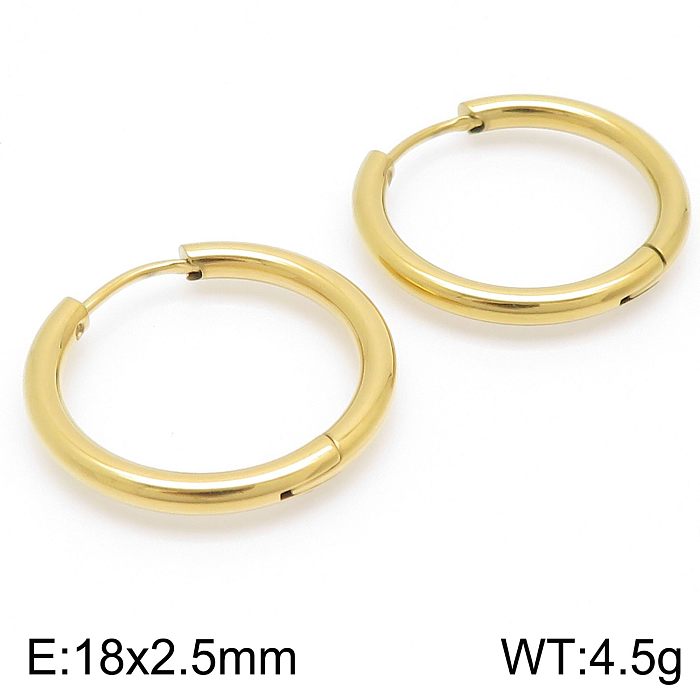 1 Pair Streetwear Solid Color Stainless Steel  Hoop Earrings