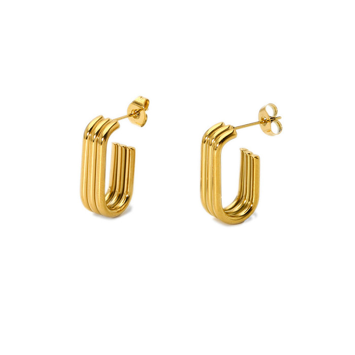 1 paire de boucles d'oreilles pendantes en acier inoxydable plaqué or 18 carats, Style classique, couleur unie, plaqué asymétrique