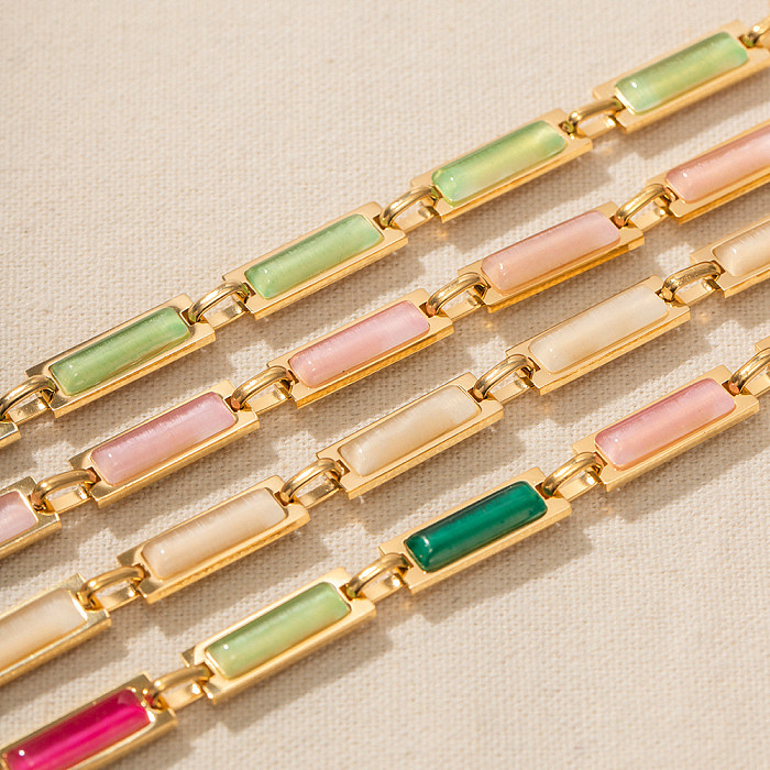 Elegante, farbenfrohe Armbänder mit Edelstahlbeschichtung und Opal-18-Karat-Vergoldung