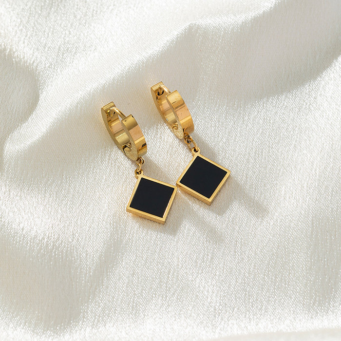 1 Pair Elegant Simple Style Roman Style Geometric Heart Shape Inlay Stainless Steel Artificial Rhinestones Drop Earrings