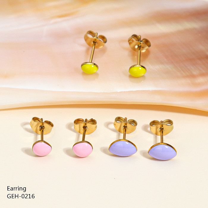 3 paires de clous d'oreilles plaqués or rose et argent avec incrustation de placage d'ailes en forme de cœur de style simple, strass en acier inoxydable, coquille d'opale
