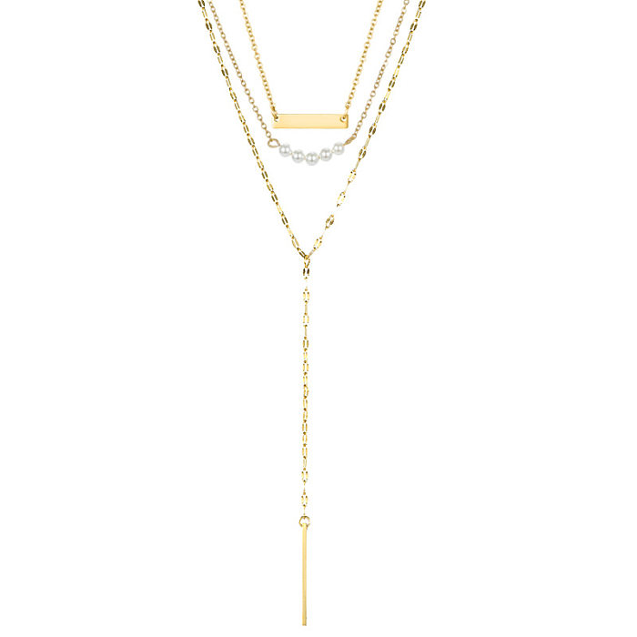 Modische Halskette aus Edelstahl mit geometrischer Quaste und Überzug aus Edelstahl