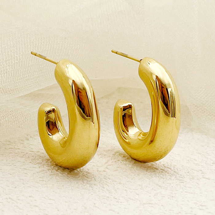 1 paire de clous d'oreilles plaqués or, cornes de transport de Style Simple, en acier inoxydable