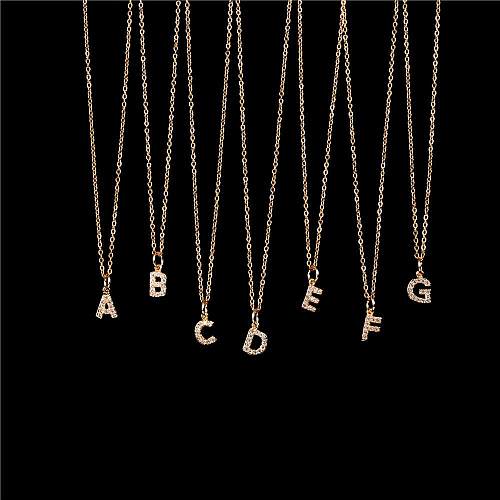 Neue Mode 26 Englisch Alphabet Anhänger Halskette Diamant Schlüsselbein Kette Großhandel
