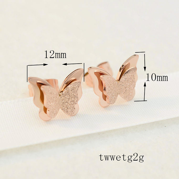 Fashion Butterfly Stainless Steel Plating Ear Studs 1 Pair