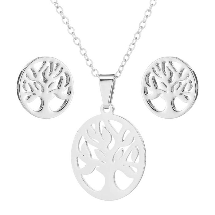 1 Set Cartoon Style Plant Stainless Steel Plating Necklace