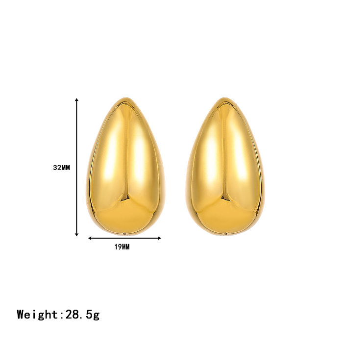1 paire de clous d'oreilles rétro en acier inoxydable, couleur unie, plaqué or blanc, plaqué or