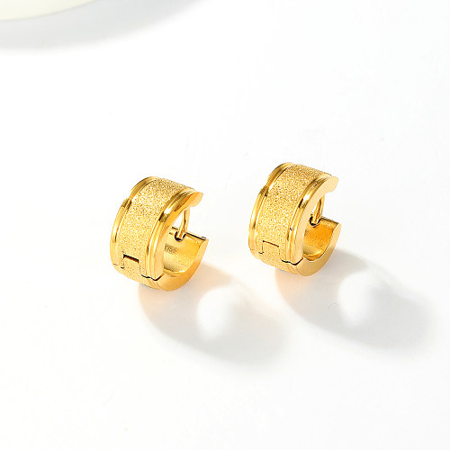 1 paire de boucles d'oreilles créoles plaquées en acier inoxydable, Style Simple, couleur unie