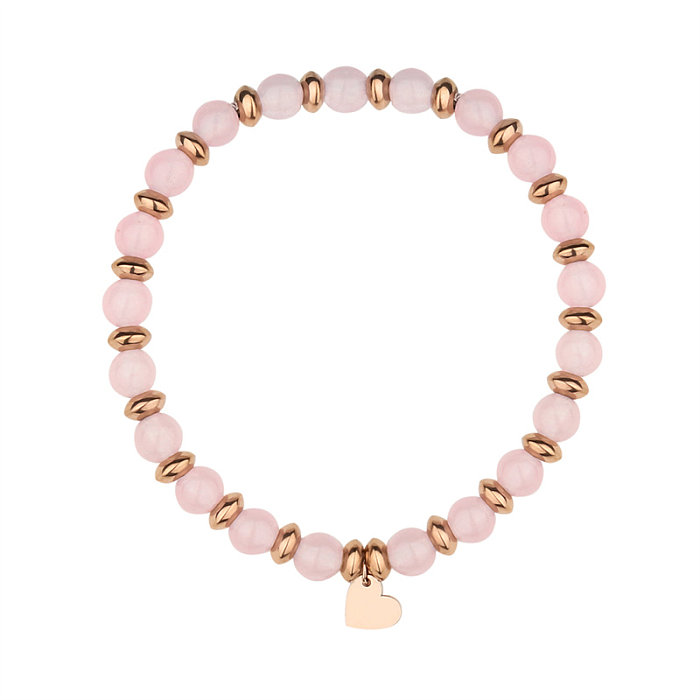 Pulseiras casuais fofas estilo simples redondas de aço inoxidável banhadas a ouro rosa a granel