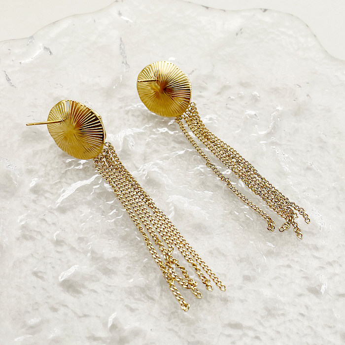 1 Paar einfache Art-Quasten-Beschichtungs-Inlay-Edelstahl-künstliche Perlen-vergoldete Tropfen-Ohrringe
