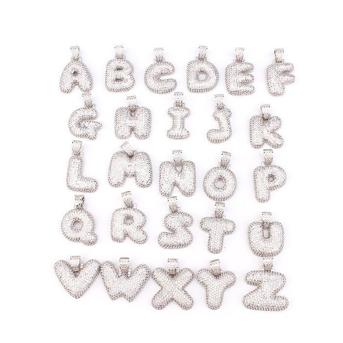 Collier à breloques en Zircon avec incrustation de cuivre et lettres carrées de Style Cool Hip-Hop