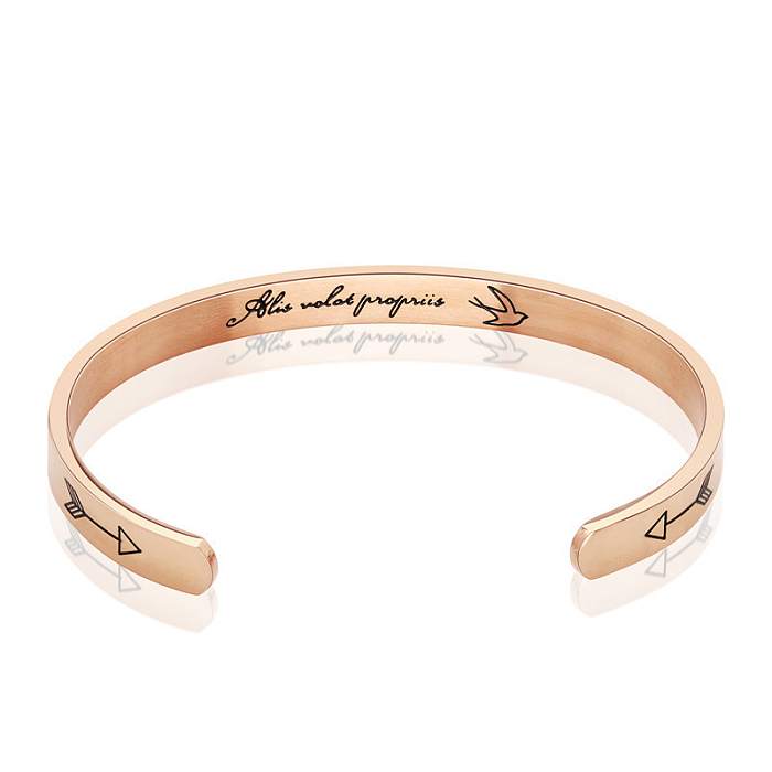 Elegante estilo simples estilo clássico carta aço inoxidável titânio polimento chapeamento rosa banhado a ouro pulseira