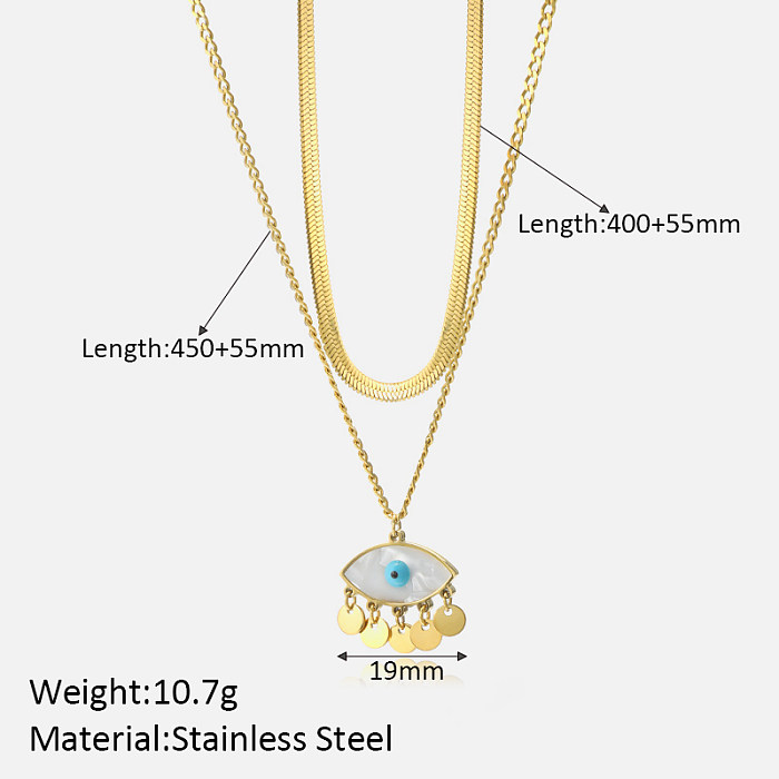 Schlichte, glänzende Teufelsauge-Edelstahl-Doppelschicht-Halsketten mit 18-Karat-Vergoldung in großen Mengen