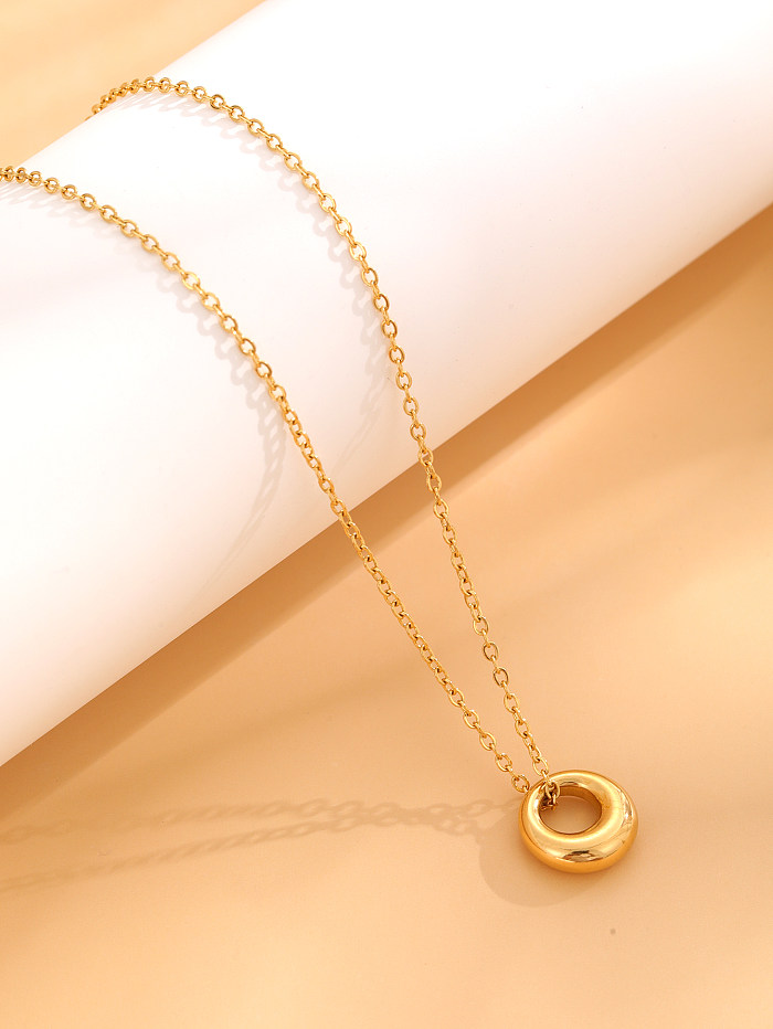 Retro Classic Style Geometric Stainless Steel Plating Gold Plated Pendant Necklace