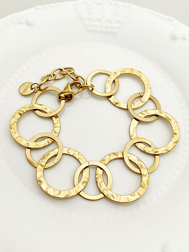 Estilo moderno estilo simples redondo chapeamento de aço inoxidável pulseiras banhadas a ouro