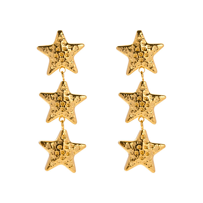 1 Pair Vintage Style Simple Style Pentagram Solid Color Plating Stainless Steel  18K Gold Plated Drop Earrings