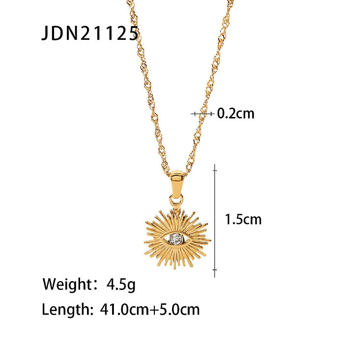 Fashion Devil'S Eye Stainless Steel  Pendant Necklace Plating Zircon Stainless Steel  Necklaces