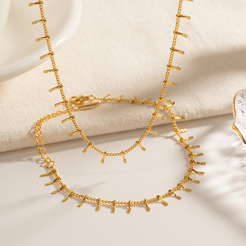 Halskette im INS-Stil mit Edelstahlbeschichtung, 18 Karat vergoldet