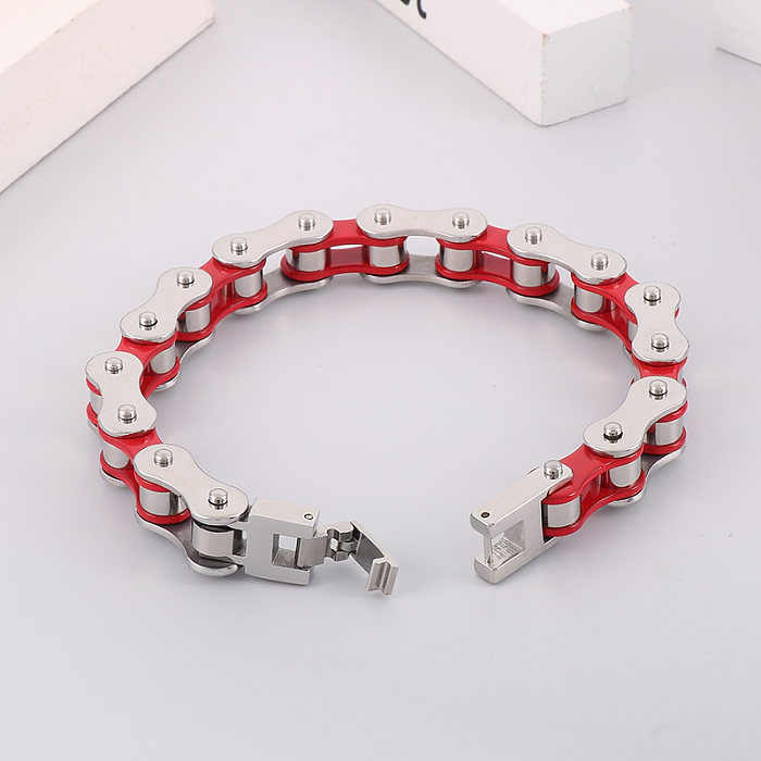 Hip-Hop Color Block Solid Color Titanium Steel Bracelets