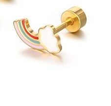 Cartoon Style Rainbow Stainless Steel Enamel Ear Studs 1 Piece