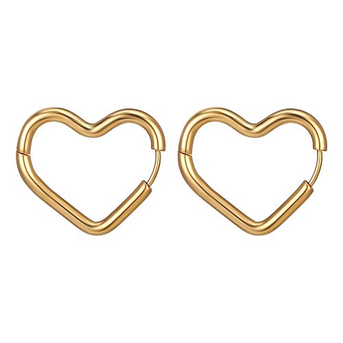 1 Pair Sweet Heart Shape Plating Stainless Steel 18K Gold Plated Earrings