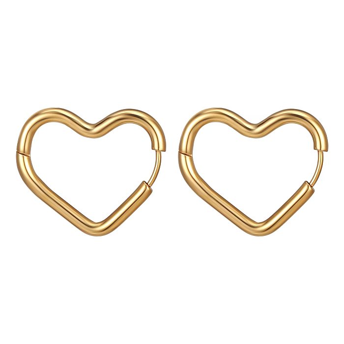 1 par de aretes chapados en oro de 18 quilates de acero inoxidable con forma de corazón dulce