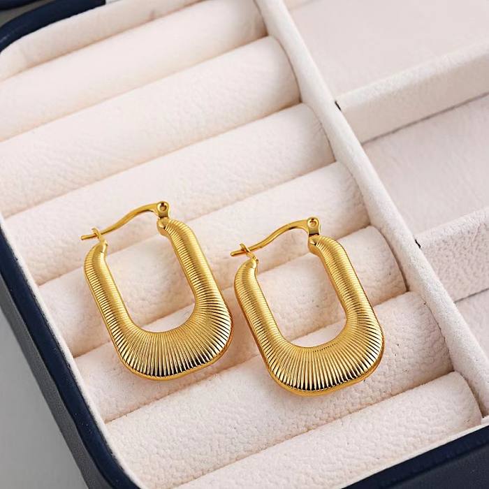 1 Pair Vintage Style Solid Color Plating Stainless Steel  18K Gold Plated Drop Earrings