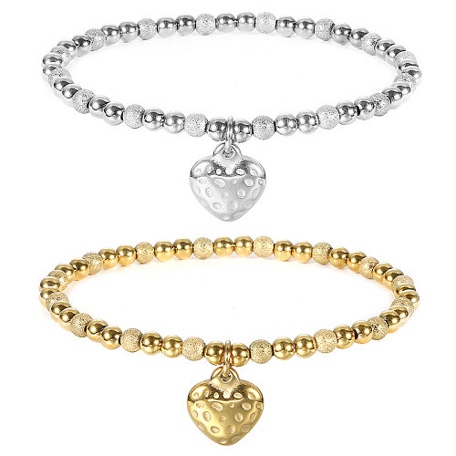 Bracelets de placage de perles en acier inoxydable en forme de cœur à la mode 1 pièce
