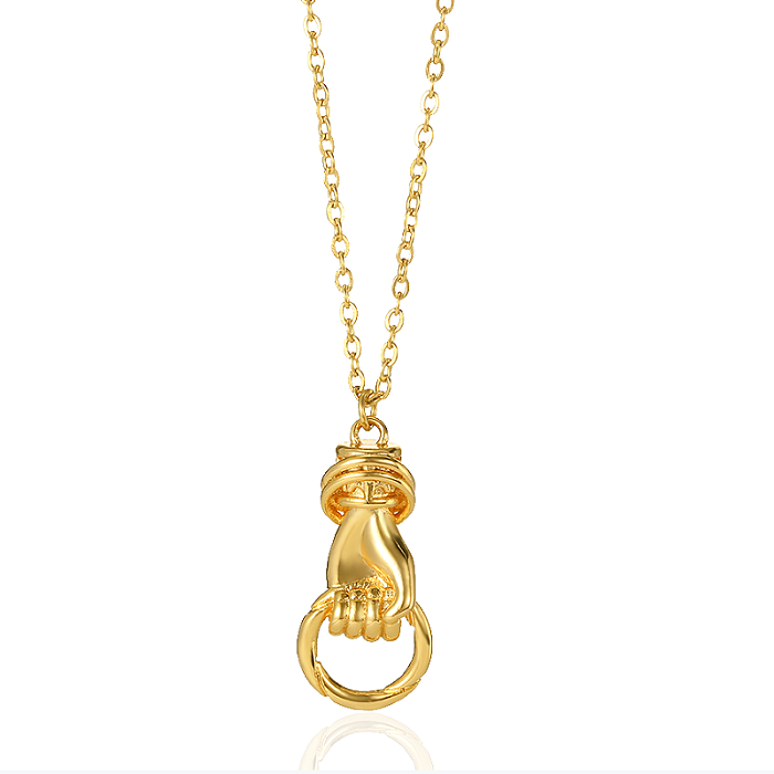 Hip-Hop Exaggerated Hand Stainless Steel  Plating 18K Gold Plated Pendant Necklace
