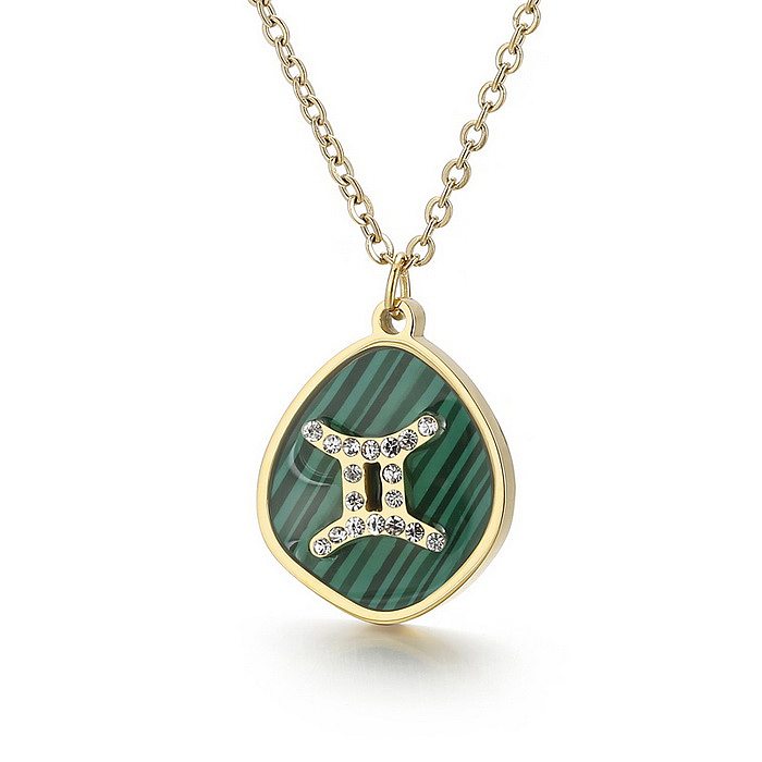 1 Piece Fashion Constellation Stainless Steel Plating Inlay Malachite Turquoise Pendant Necklace