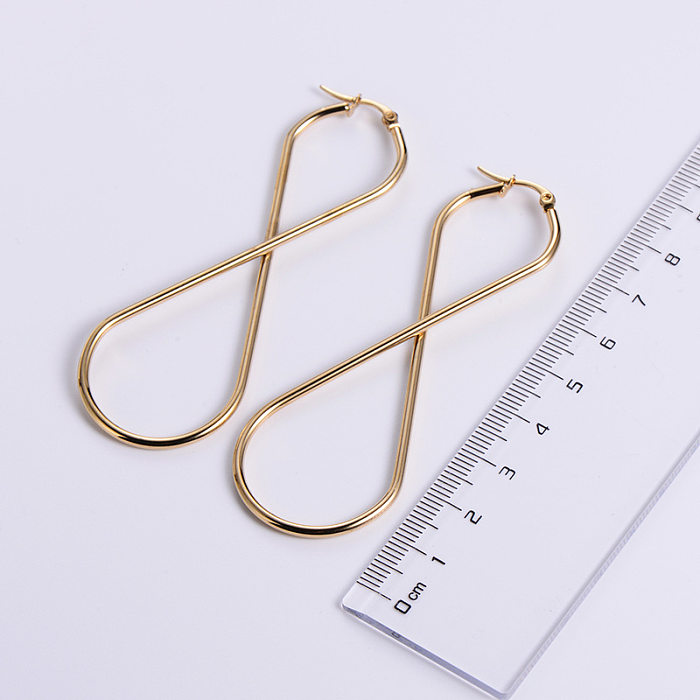 Simple Style 8 Number Stainless Steel  Drop Earrings Gold Plated Stainless Steel  Earrings