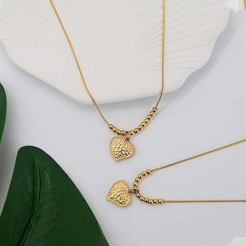 Fashion Heart Shape Stainless Steel Gold Plated Necklace 1 Piece