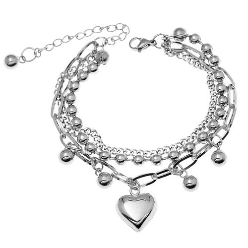 Korean Fashion Stainless Steel Love Heart Pendant Bracelet