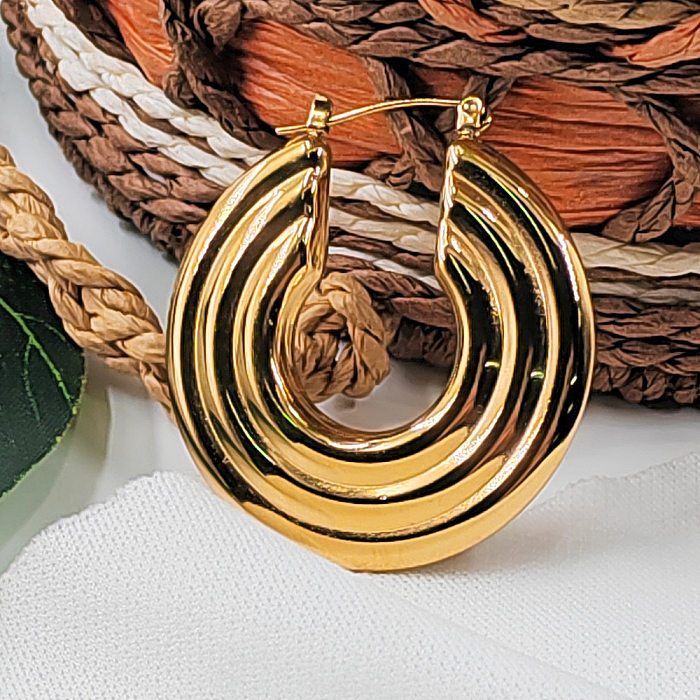 1 Pair Commute Round Stainless Steel  Plating Earrings