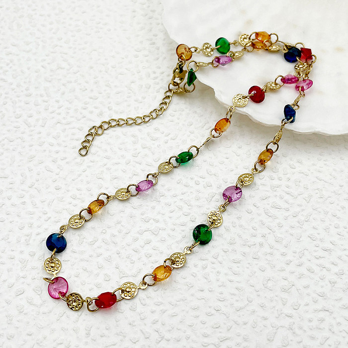Elegante Prinzessinnen-Halskette mit bunter Edelstahlbeschichtung und vergoldeter Halskette