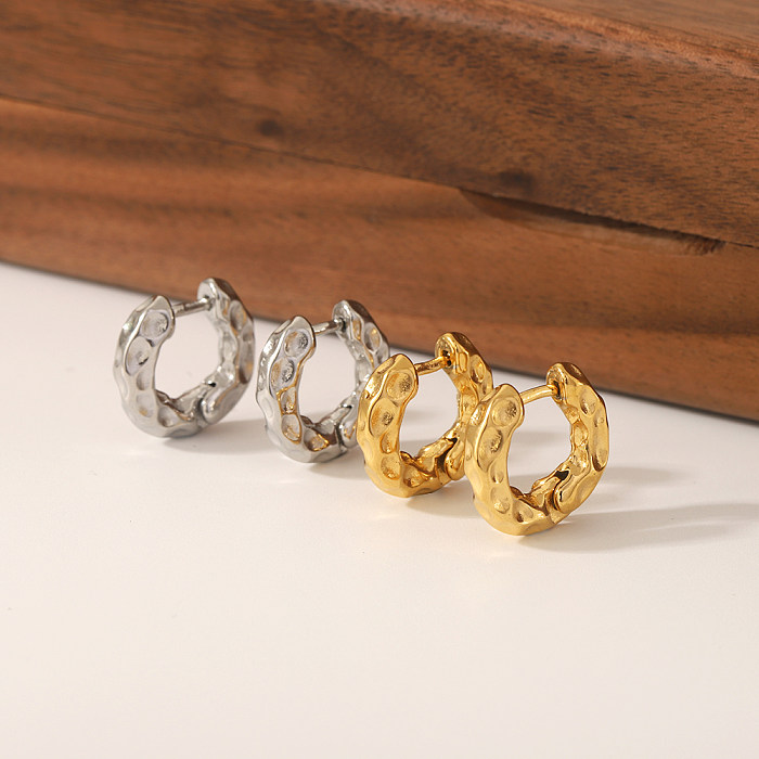1 par de brincos banhados a ouro 18K de aço inoxidável com polimento oval de estilo simples