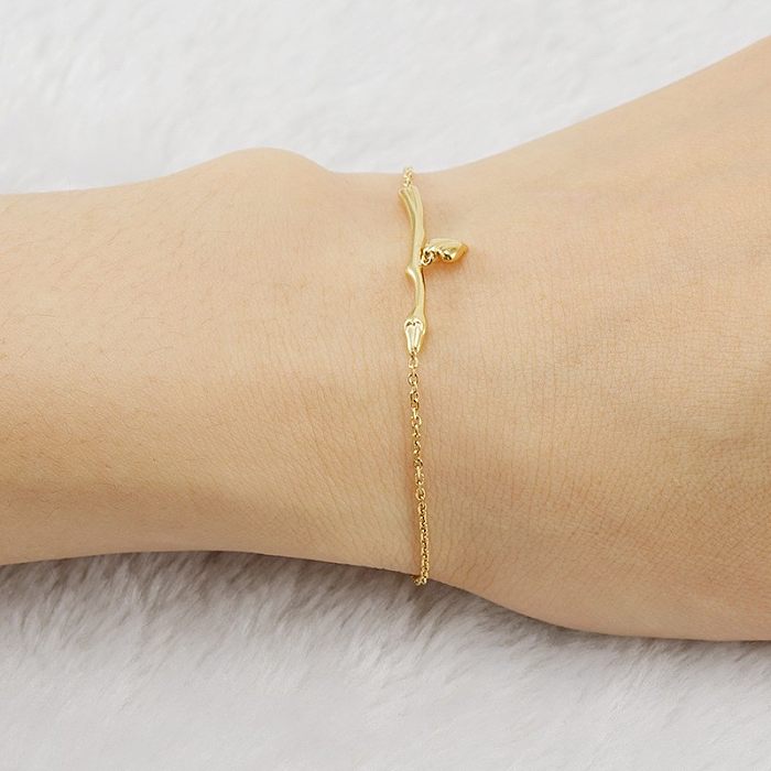 Casual Sweet Heart Shape Stainless Steel Plating 18K Gold Plated Bracelets