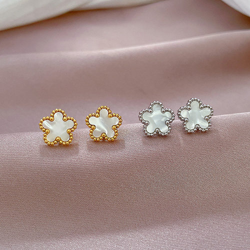 1 Pair Commute Flower Stainless Steel Ear Studs