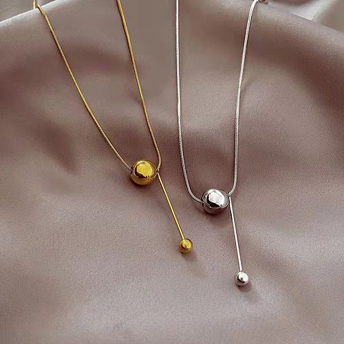 Simple Style Ball Stainless Steel Pendant Necklace 1 Piece