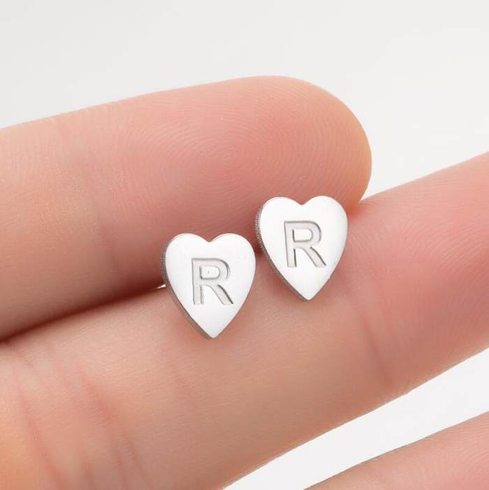 أزياء إلكتروني شكل قلب الفولاذ المقاوم للصدأ الأذن ترصيع 1 زوج