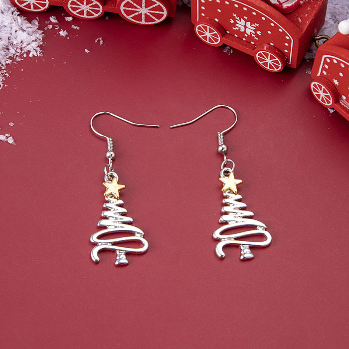 Fashion Christmas Tree Stainless Steel  Hollow Out Ear Hook 1 Pair